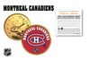 MONTREAL CANADIENS NHL Hockey 24K Gold Plated Canadian Quarter Colorized Coin - Officially Licensed