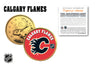 CALGARY FLAMES NHL Hockey 24K Gold Plated Canadian Quarter Colorized Coin - Officially Licensed