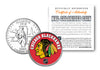 CHICAGO BLACKHAWKS NHL Hockey Illinois Statehood Quarter U.S. Colorized Coin - Officially Licensed