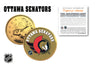 OTTAWA SENATORS NHL Hockey 24K Gold Plated Canadian Quarter Colorized Coin - Officially Licensed