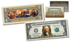 2-Sided Colorized Genuine Legal Tender U.S. $1 One-Dollar Bill - Declaration of Independence Reverse
