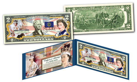 QUEEN ELIZABETH II Colorized Bank of England One Pound Note & Card Set with Collectible Folio #/10,000