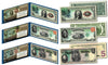 RAINBOW SERIES 1869 Designed NEW U.S. Bills - Genuine Legal Tender Modern U.S. $1, $2, & $5 Banknotes - Set of All 3
