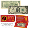 2020 Chinese YEAR of the RAT Lucky Money S/N 88 U.S. 1976 $2 Bill w/ Red Folder