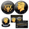 Black RUTHENIUM 2-SIDED 2019 Kennedy Half Dollar U.S. Coin with 24K Gold Clad JFK Portrait on Obverse & Reverse (P Mint)