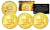 SACAGAWEA $1 Golden Dollar 2000-2008 U.S. Coins 24K GOLD PLATED with Capsules (Quantity 3)