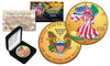 Dual 24K GOLD GILDED & COLORIZED 2-Sided 1 Troy Oz. 2017 Silver Eagle U.S. Coin with Deluxe Felt Display Box