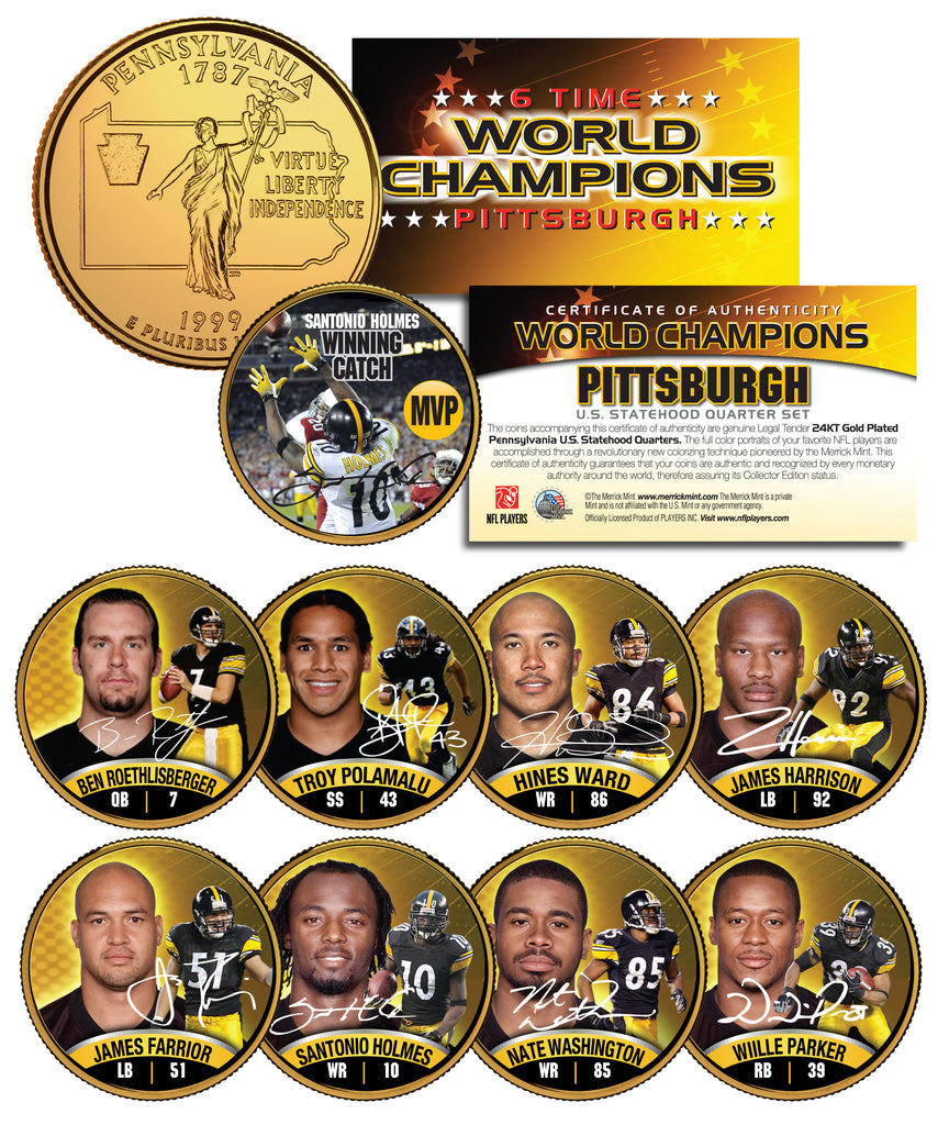 PITTSBURGH STEELERS 6 Time Champions State Quarters 9 Coin Set