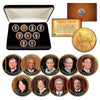 JUSTICES of the SUPREME COURT - Washington D.C. Quarters 24K Gold Plated 9-Coin Set with BOX