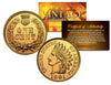 INDIAN HEAD Cent Pennies U.S. Coins 24K GOLD PLATED Penny with Capsules (Quantity 2)