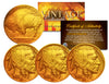 Lot of 3 Various Full Date BUFFALO NICKELS US Coins - 24K Gold Plated - Indian Head Nickels