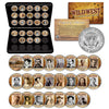 WILD WEST - OLD WEST OUTLAWS JFK Half Dollar U.S Complete 23-Coin Set with Premium Deluxe Display BOX