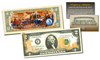Official 9/11 WTC DECLARATION of INDEPENDENCE Duo Gold Leaf Front & Colorized Back Genuine Legal Tender U.S. $2 Bill 2-SIDED (DOI)