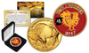 2017 Chinese New Year * YEAR OF THE ROOSTER * 24 Karat Gold Plated $50 American Gold Buffalo Indian Tribute Coin with DELUXE BOX