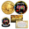 2019 Chinese New Year * YEAR OF THE PIG * 24 Karat Gold Plated $50 American Gold Buffalo Indian Tribute Coin - PolyChrome